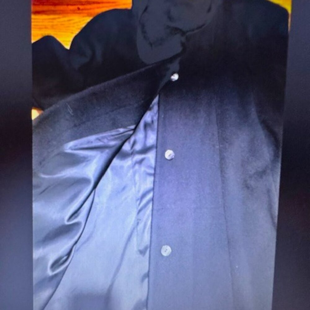 Bloomingdale's Dressy Black 100% Wool Coat SZ 22 Buttons FLAWED - Picture 7 of 8